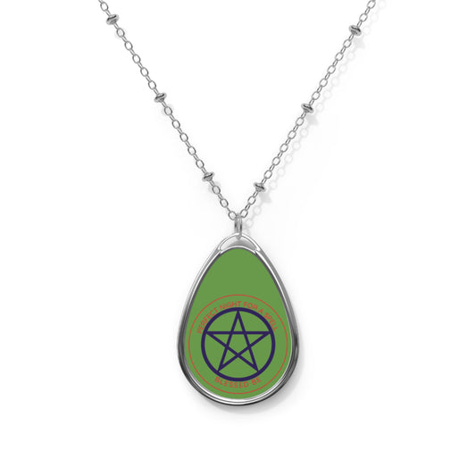 Pentacle Oval Necklace, Bohemian Jewelry, Pagan Gift, Spiritual Pendant, Occult Accessory, Wiccan Charm