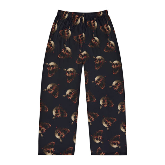 Skull Print Men's Pajama Pants, Cozy Sleepwear for Halloween, Gothic Lounge Wear, Gift for Him, Comfy Fashion Pants