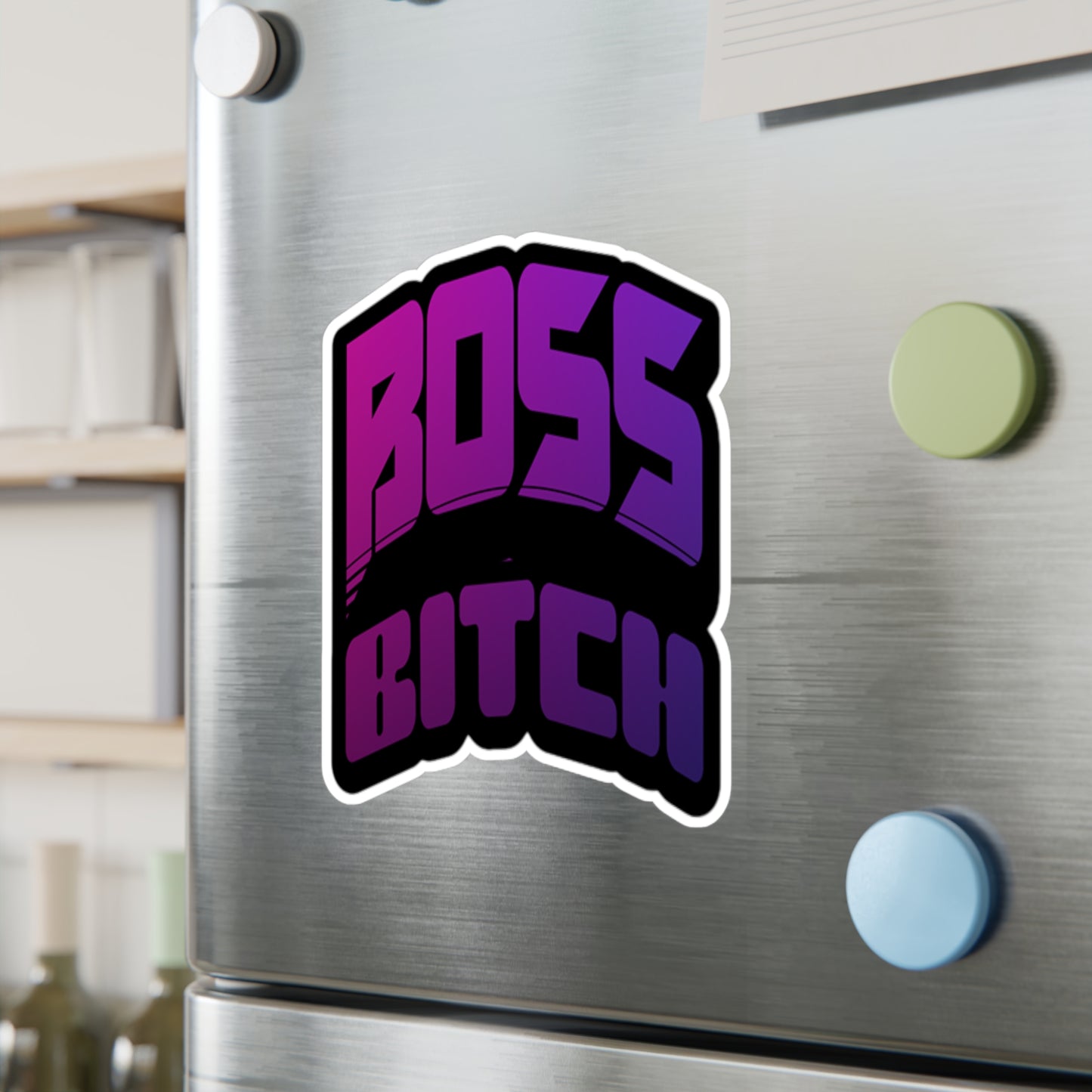 Bold Boss Bitch Kiss-Cut Vinyl Decal, Empowering Sticker for Laptops, Mugs, Notebooks, Car Decoration, Gift for Strong Women