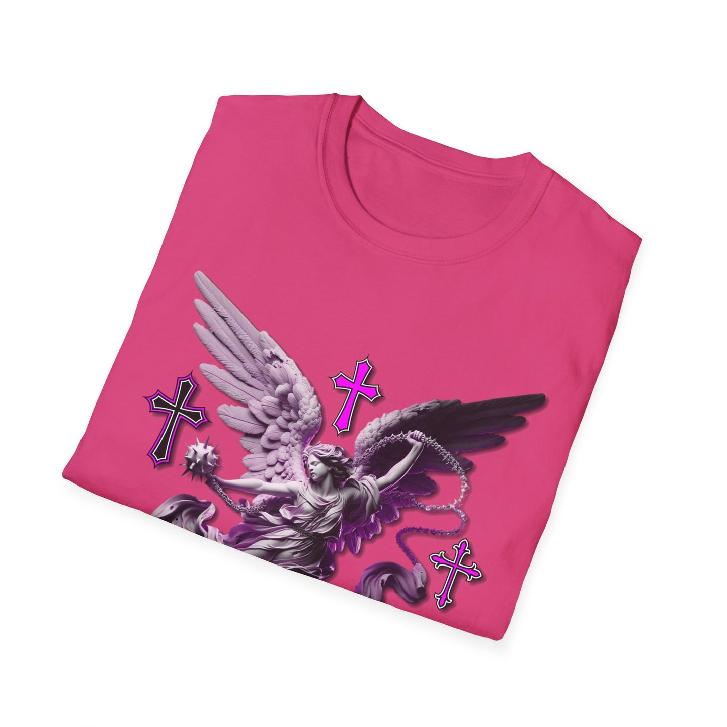 Angel Graphic Unisex Softstyle T-Shirt, Spiritual Tee, Casual Wear, Faith-Based Gift, Everyday Style, Unique Fashion Statement