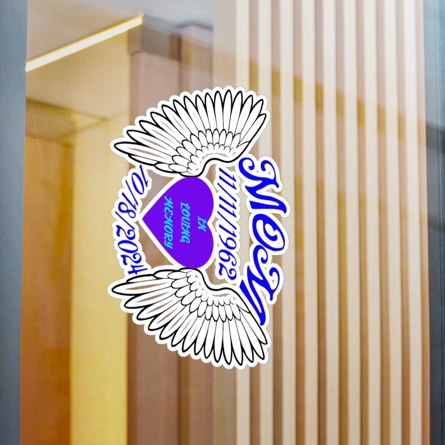 Memorial Kiss-Cut Vinyl Decals, Custom Tribute Stickers, In Loving Memory Decals, Angel Wings Decals, Remembrance Gifts