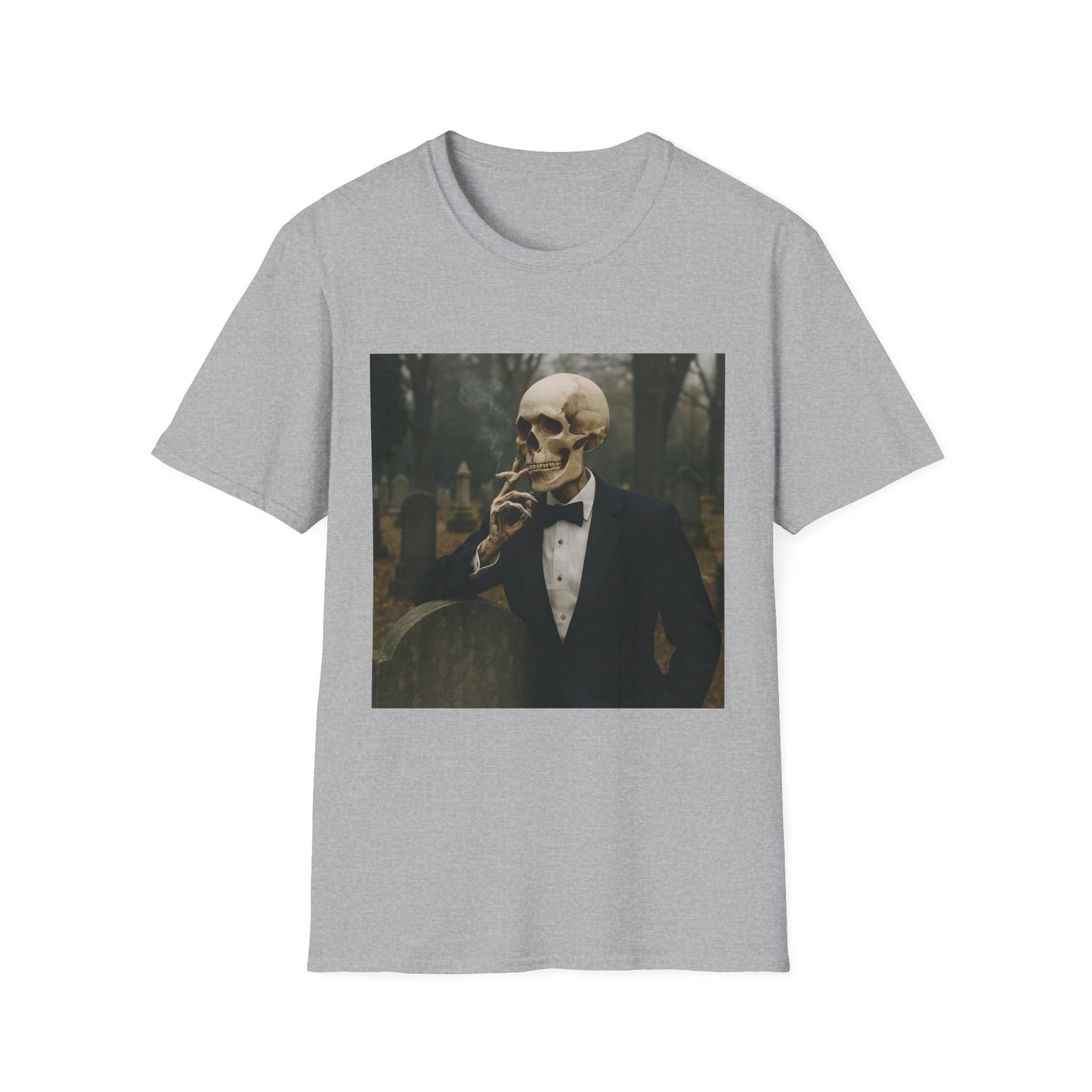 Elegant Skeleton Tee - Unisex Softstyle T-Shirt, Gothic Fashion, Halloween Costume, Casual Wear, Unique Gift, Spooky Vibes