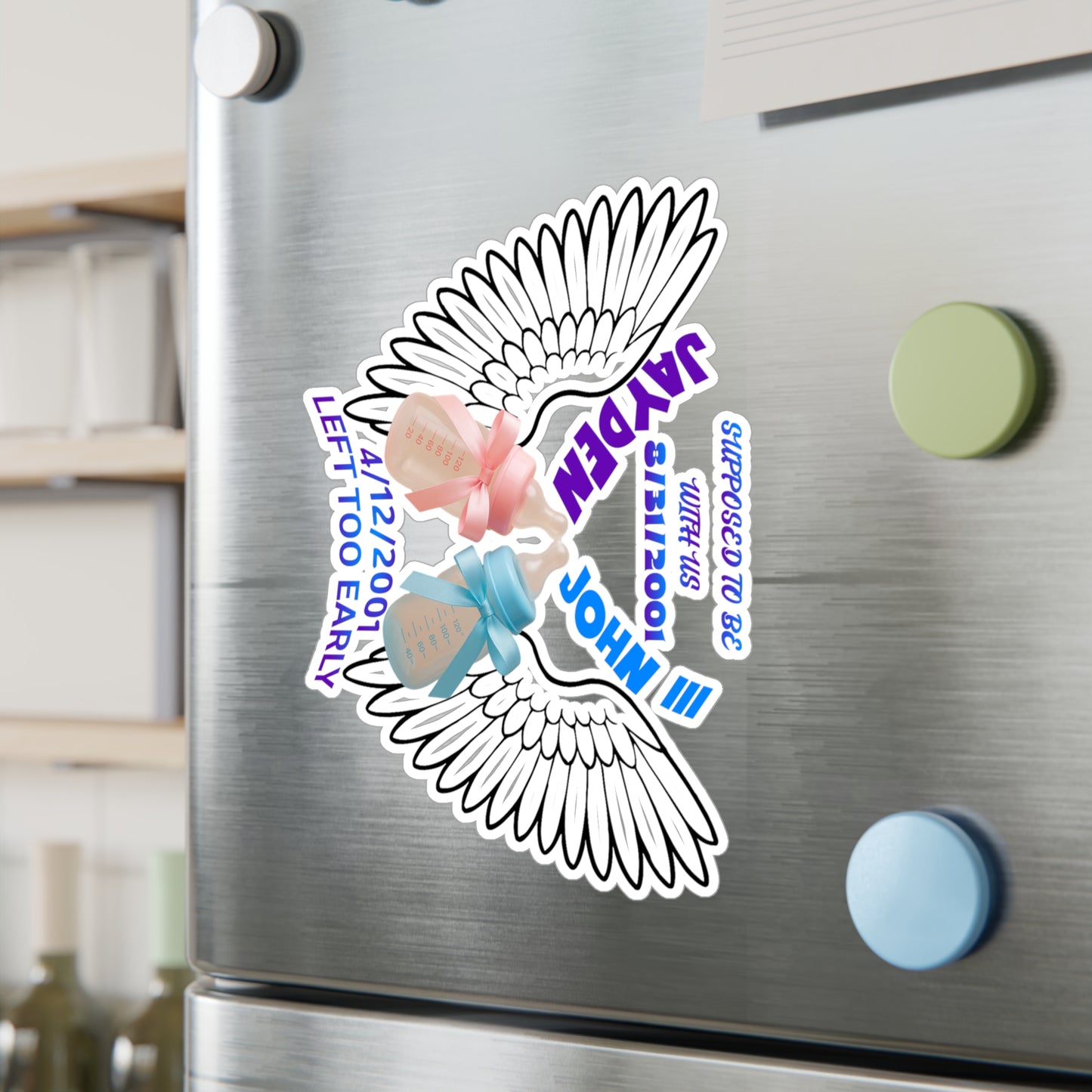 Memorial Kiss-Cut Vinyl Decals, Remembrance Stickers, Baby Tribute Decals, Angel Wing Decals, Custom Vinyl Stickers