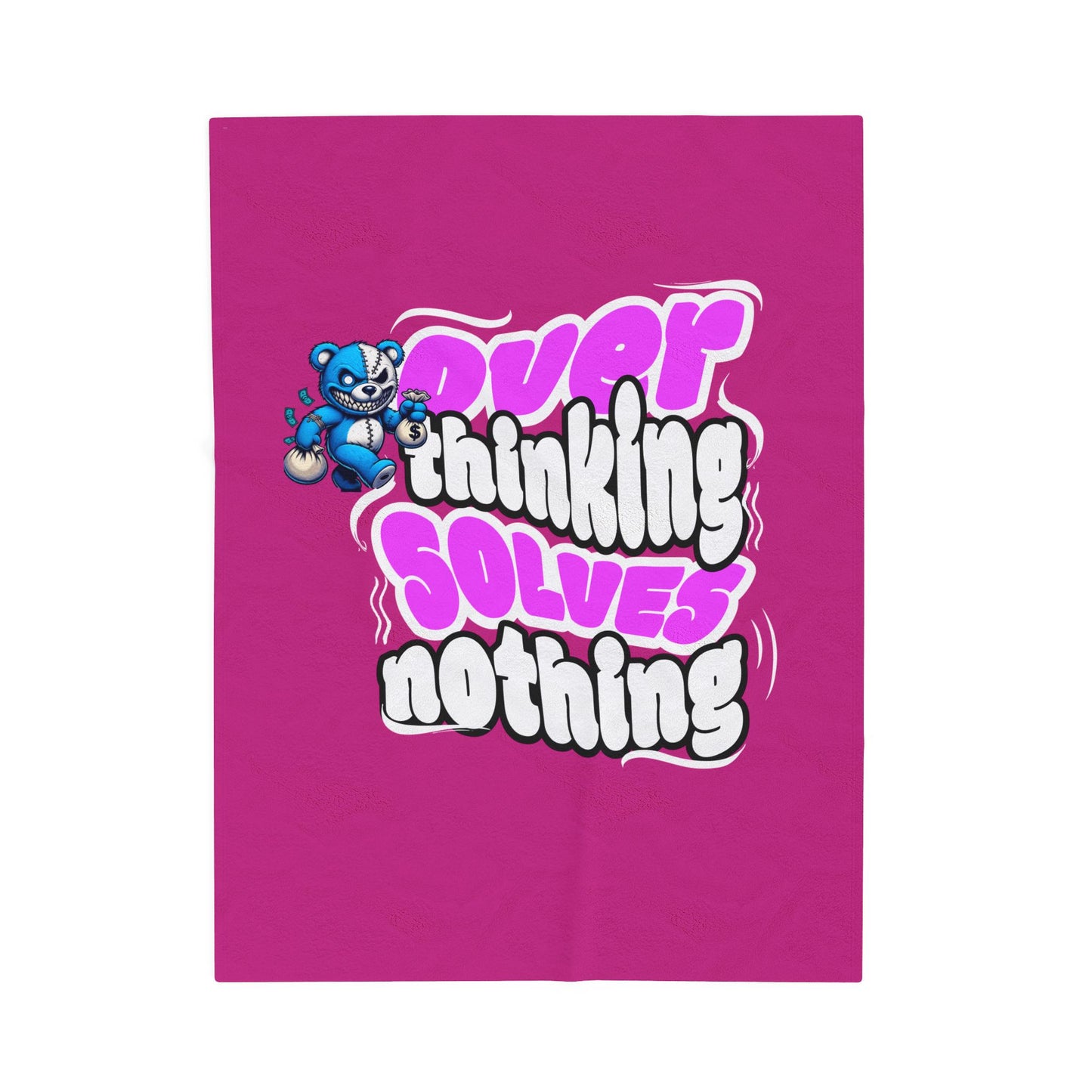 Cozy Velveteen Plush Blanket - 'Overthinking Solves Nothing' Design, Perfect Gift for Relaxation & Self-Care, Home Decor, Mental [...]