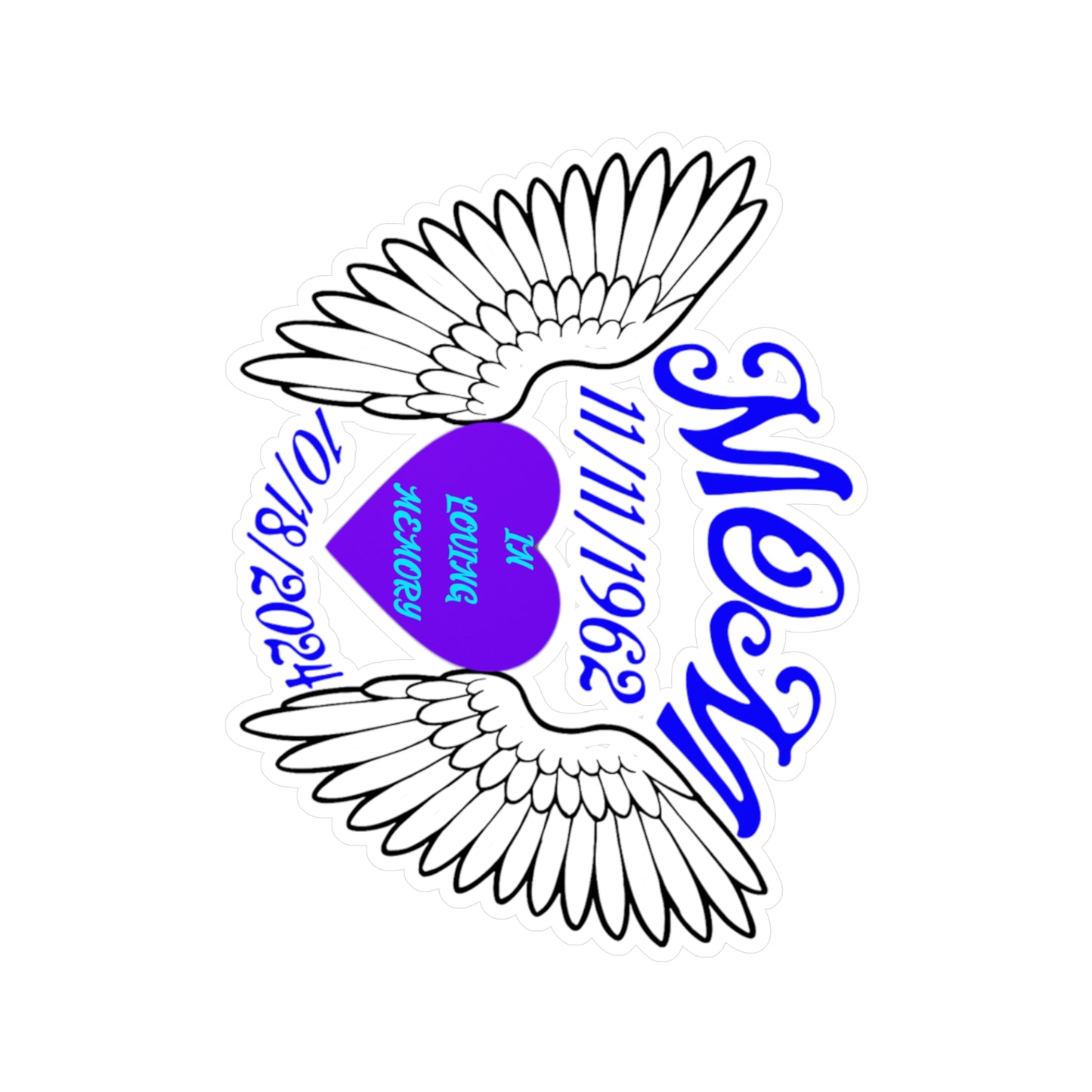 Memorial Kiss-Cut Vinyl Decals, Custom Tribute Stickers, In Loving Memory Decals, Angel Wings Decals, Remembrance Gifts