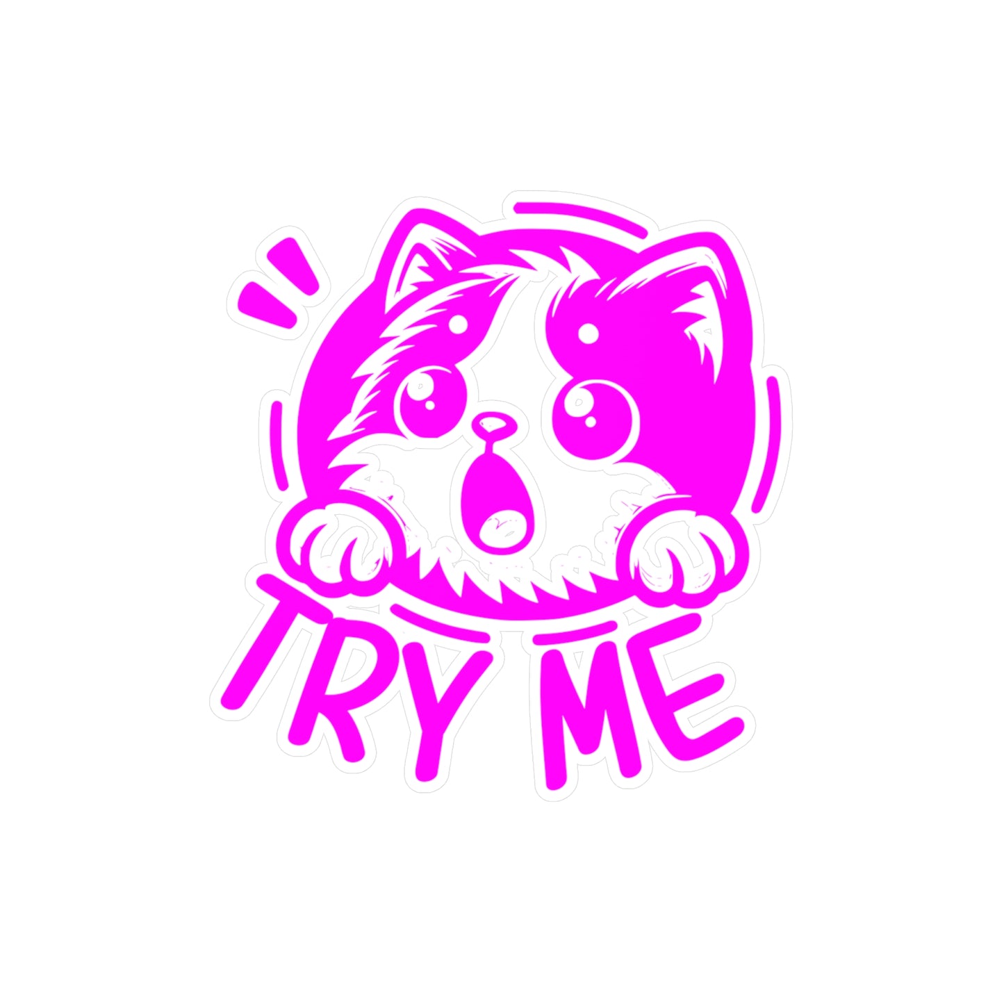 Cute Cat Try Me Vinyl Decal, Pet Lover Sticker, Playful Car Decoration, Window & Laptop Decal, Fun Gifts for Pet Owners