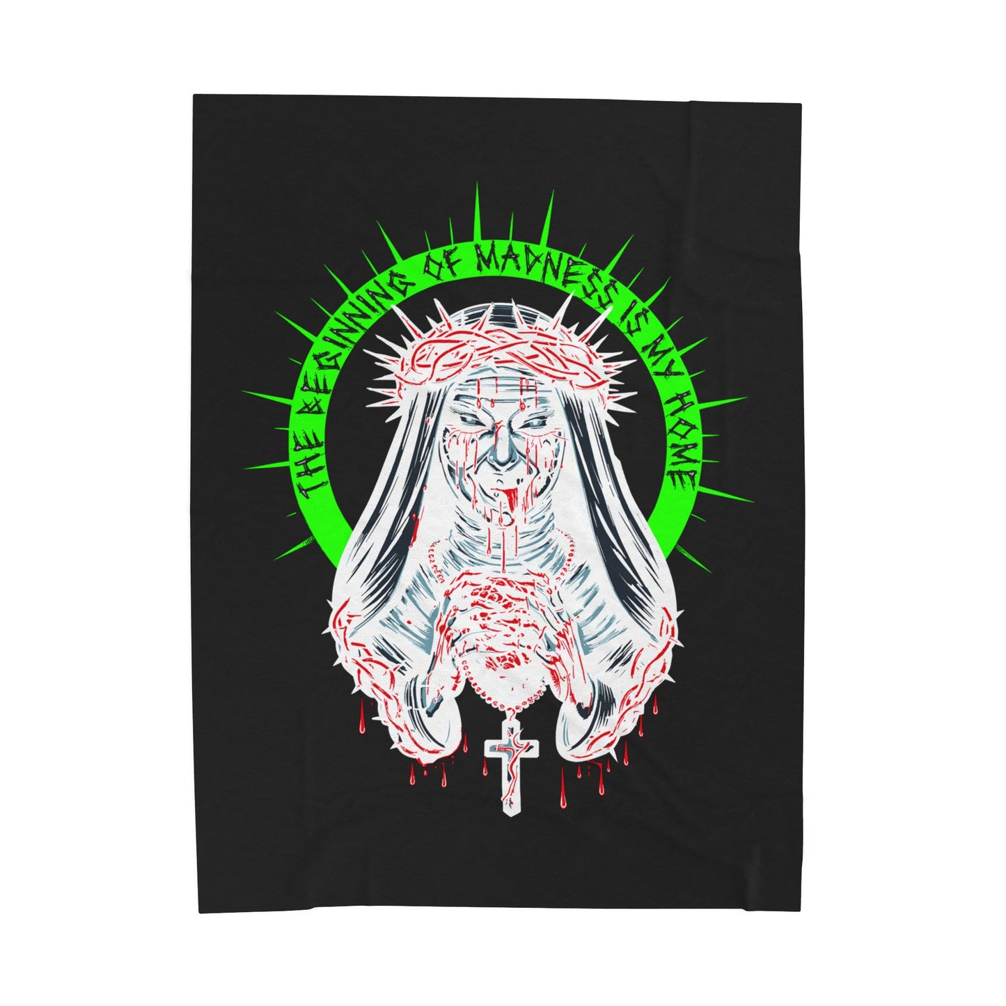 Gothic Velvet Blanket - The Beginning of Madness is My Home, Cozy Throw, Unique Decor, Spooky Gift, Halloween Home Accessory