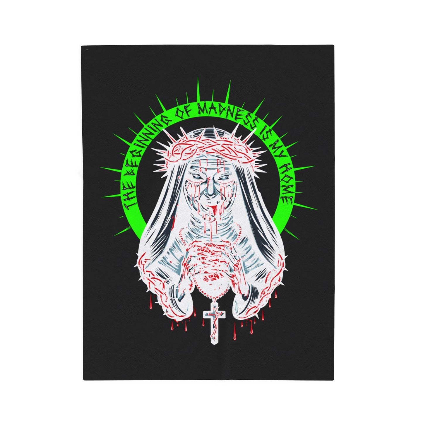 Gothic Velvet Blanket - The Beginning of Madness is My Home, Cozy Throw, Unique Decor, Spooky Gift, Halloween Home Accessory