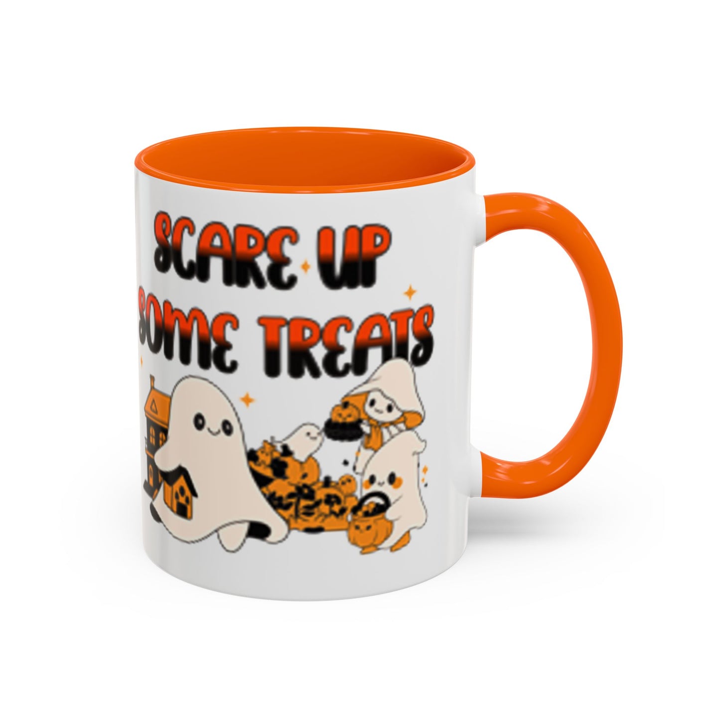 Halloween Ghost Treats Mug, Scare Up Some Treats Coffee Cup, Spooky Gift for Haunted House Lovers, Fall Decor, Fun Halloween Kitchenware