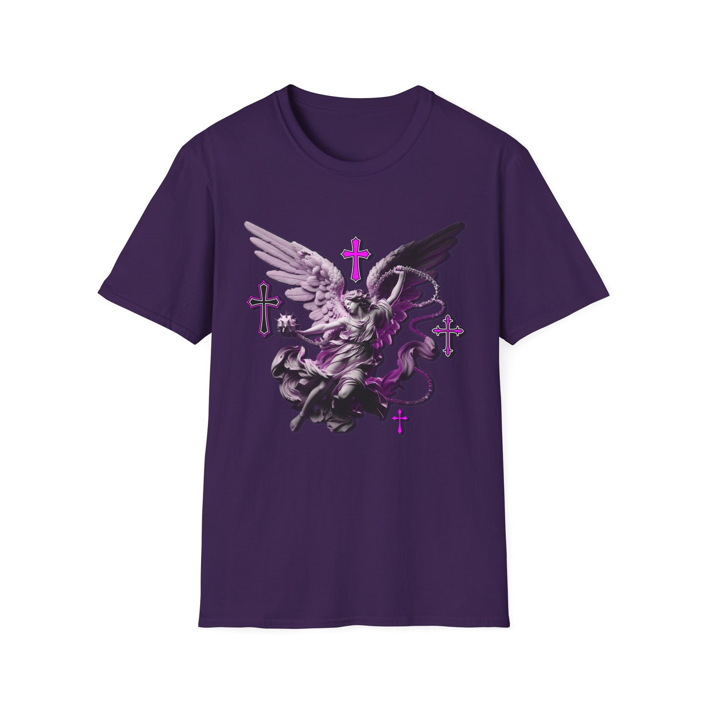 Angel Graphic Unisex Softstyle T-Shirt, Spiritual Tee, Casual Wear, Faith-Based Gift, Everyday Style, Unique Fashion Statement