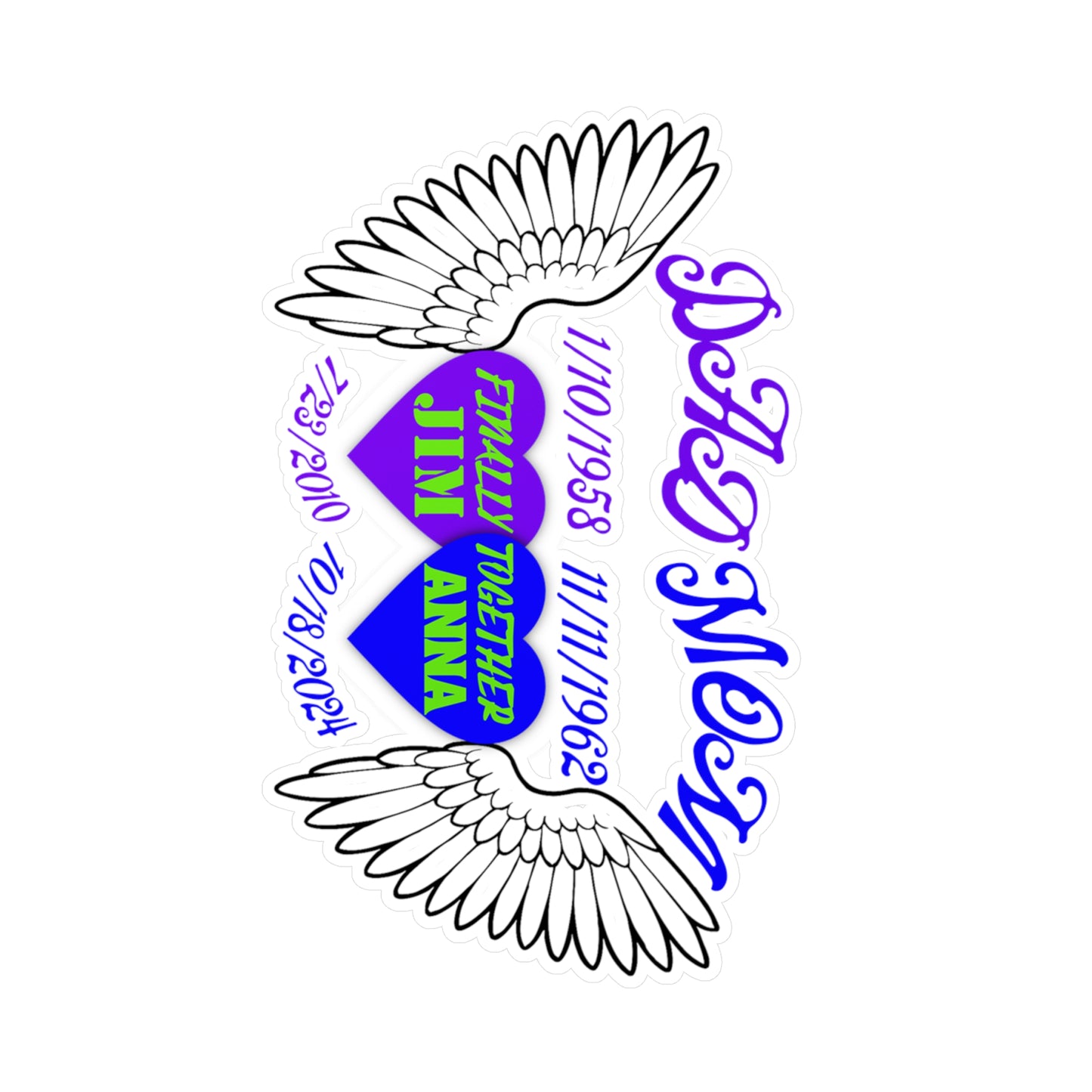 Memorial Family Decals for Window or Wall | Remembrance Stickers with Angel Wings | Personalized Tribute Decor | Custom Vinyl Decal