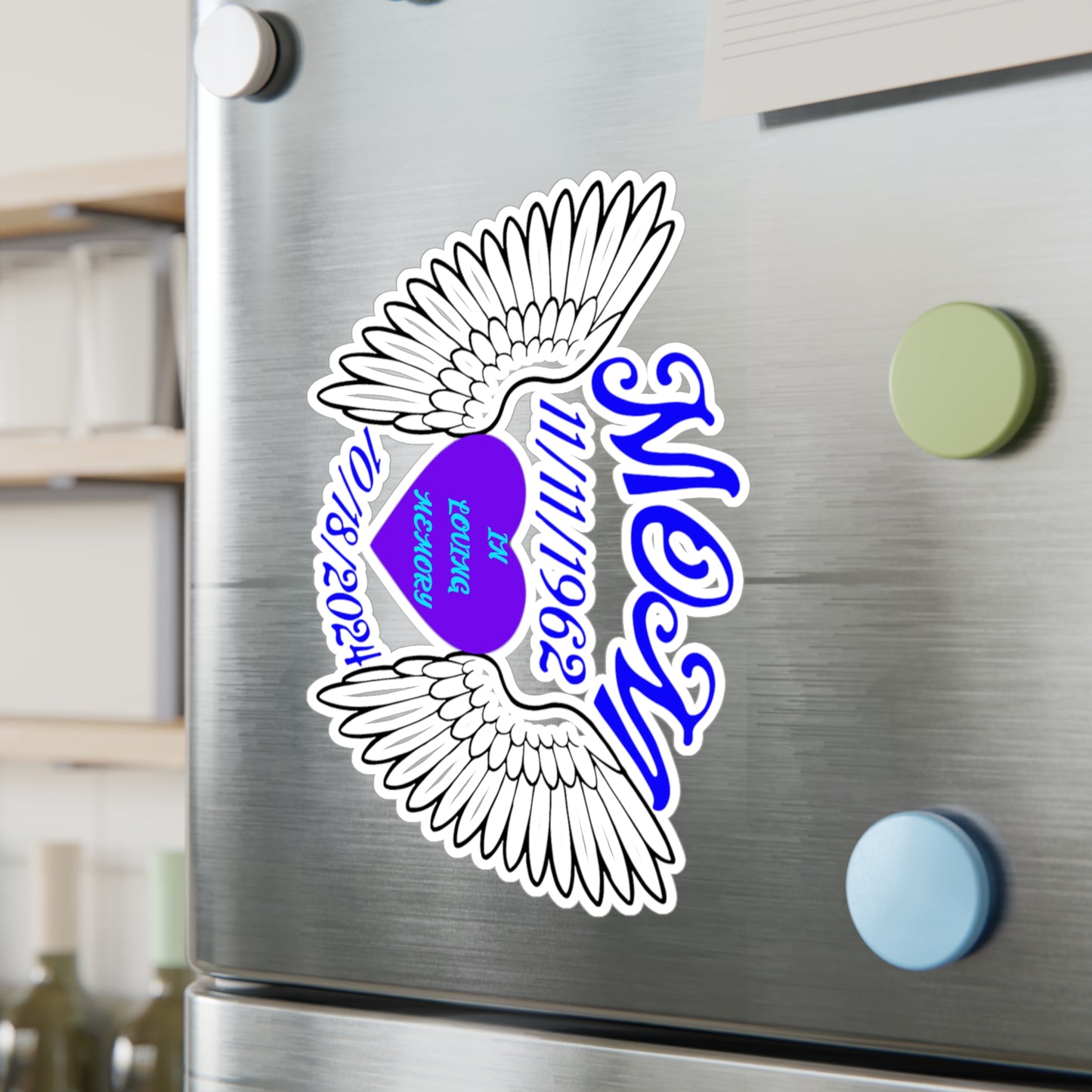 Memorial Kiss-Cut Vinyl Decals, Custom Tribute Stickers, In Loving Memory Decals, Angel Wings Decals, Remembrance Gifts