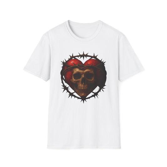 Gothic Heart Skull T-Shirt, Unisex Tee, Alternative Fashion, Edgy Gift, Halloween Outfit, Casual Streetwear