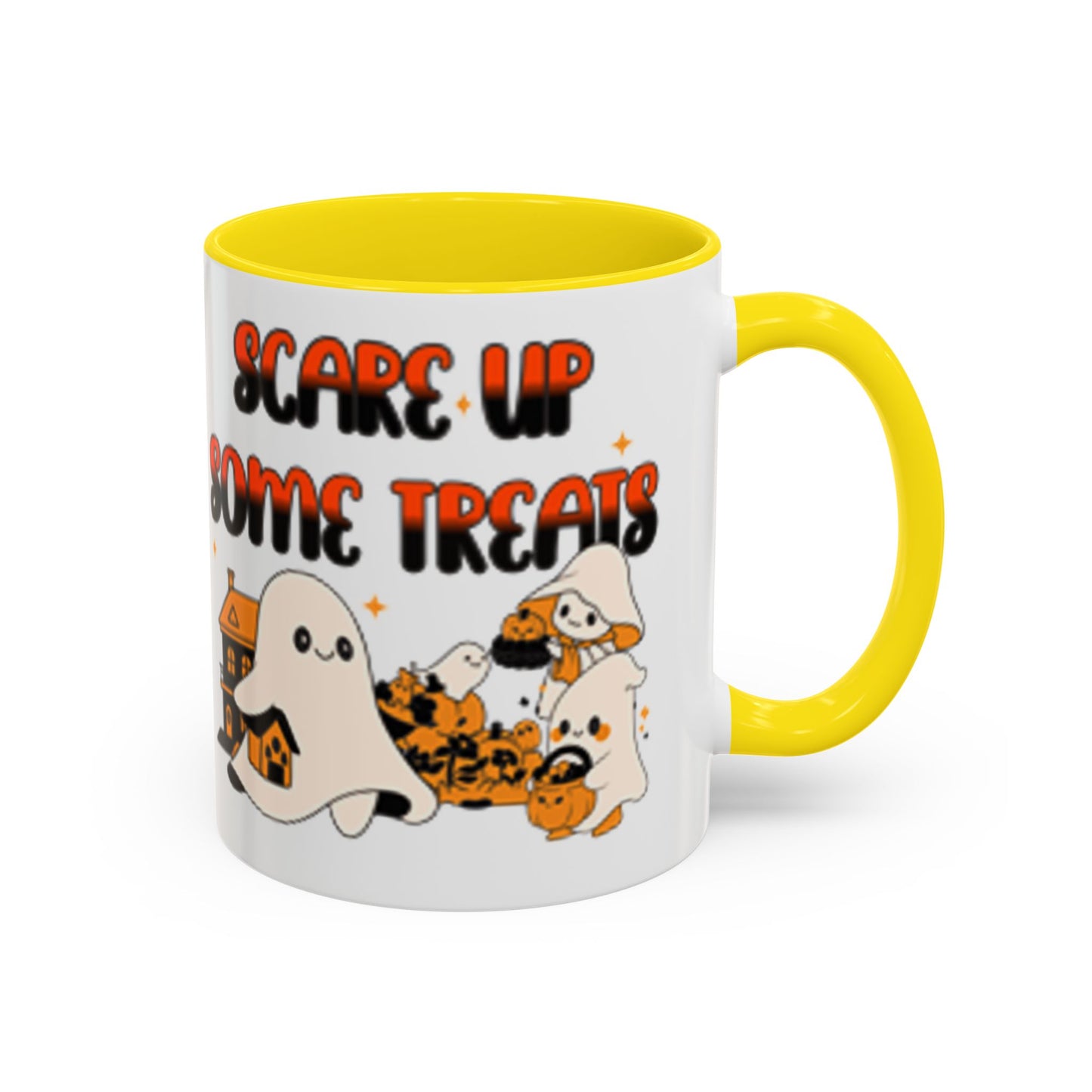 Halloween Ghost Treats Mug, Scare Up Some Treats Coffee Cup, Spooky Gift for Haunted House Lovers, Fall Decor, Fun Halloween Kitchenware
