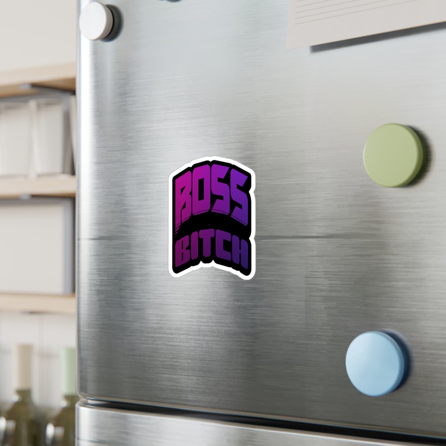 Bold Boss Bitch Kiss-Cut Vinyl Decal, Empowering Sticker for Laptops, Mugs, Notebooks, Car Decoration, Gift for Strong Women