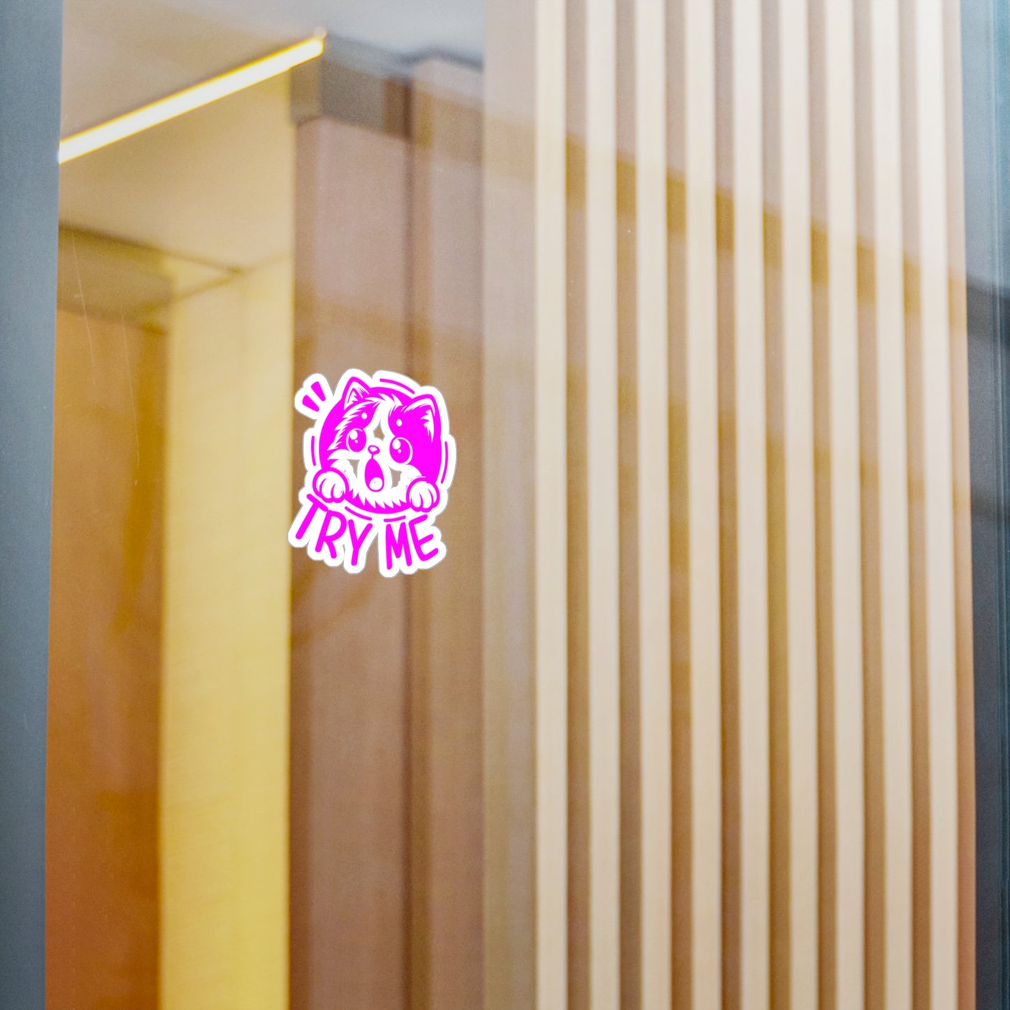 Cute Cat Try Me Vinyl Decal, Pet Lover Sticker, Playful Car Decoration, Window & Laptop Decal, Fun Gifts for Pet Owners