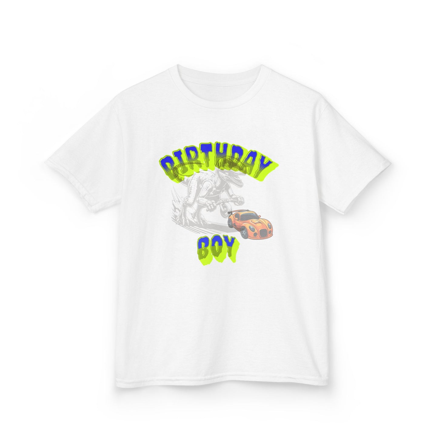 Birthday Boy Kids Tee, Fun Birthday Gift, Cool Graphic Tee, Casual Kids Clothing, Race Car Design Shirt, Dinosaur design