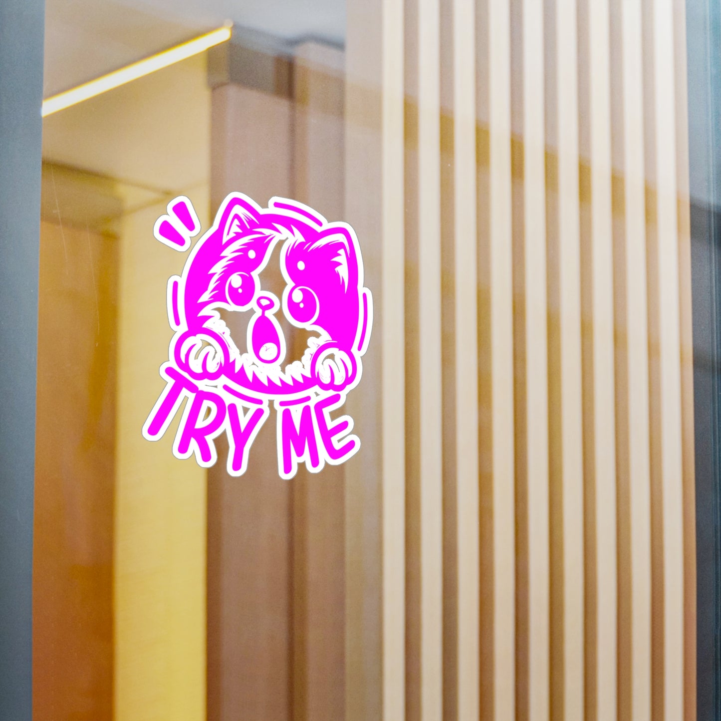 Cute Cat Try Me Vinyl Decal, Pet Lover Sticker, Playful Car Decoration, Window & Laptop Decal, Fun Gifts for Pet Owners