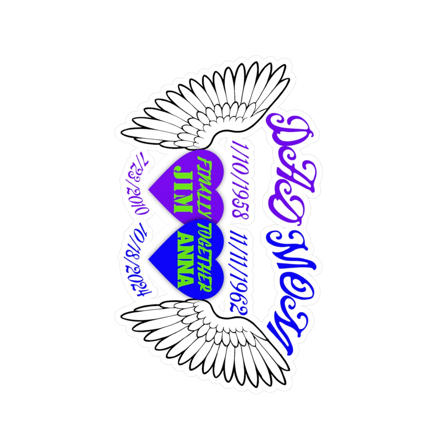 Memorial Family Decals for Window or Wall | Remembrance Stickers with Angel Wings | Personalized Tribute Decor | Custom Vinyl Decal