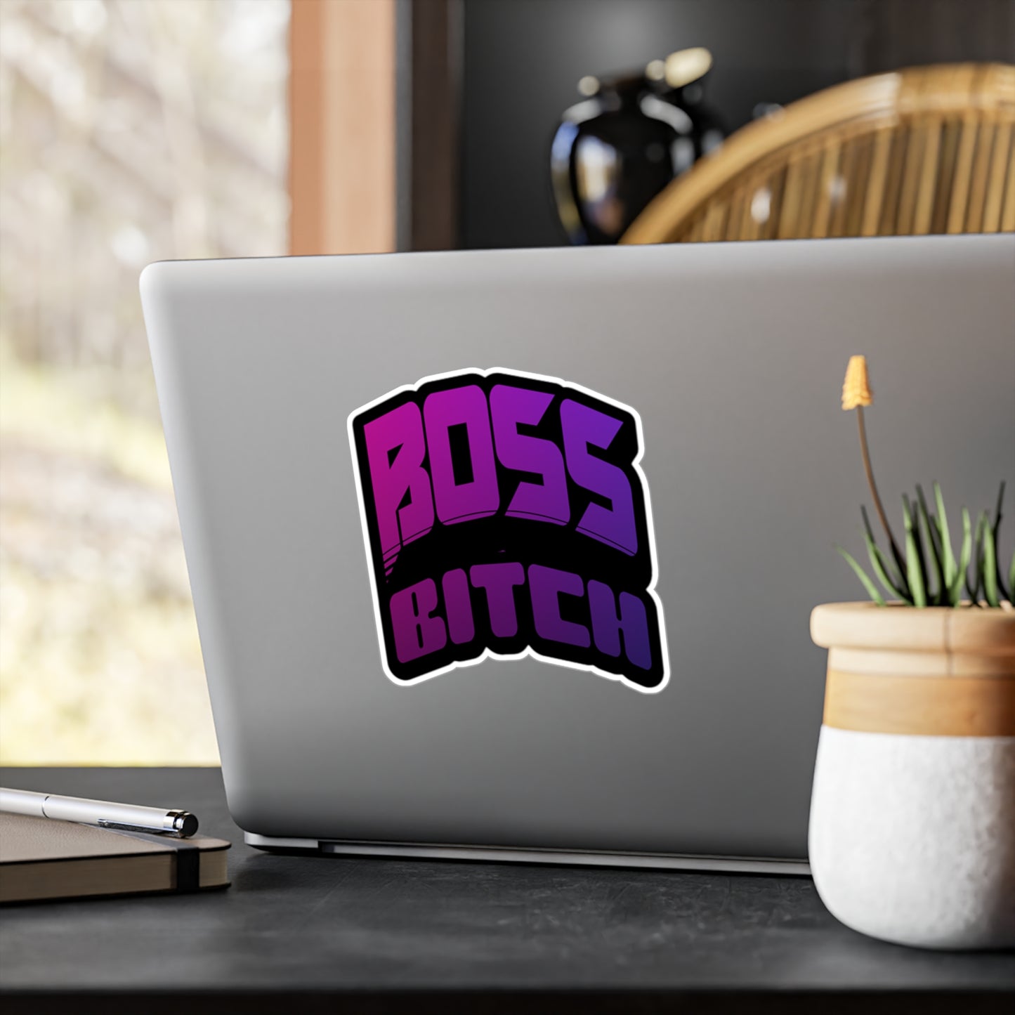 Bold Boss Bitch Kiss-Cut Vinyl Decal, Empowering Sticker for Laptops, Mugs, Notebooks, Car Decoration, Gift for Strong Women