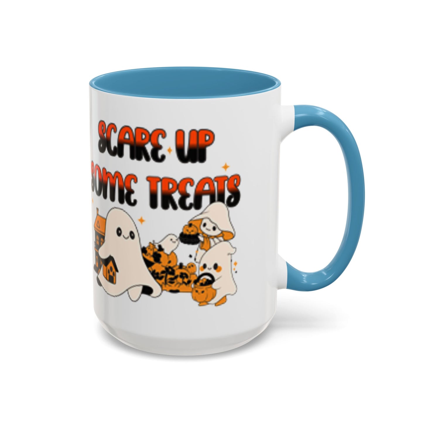 Halloween Ghost Treats Mug, Scare Up Some Treats Coffee Cup, Spooky Gift for Haunted House Lovers, Fall Decor, Fun Halloween Kitchenware