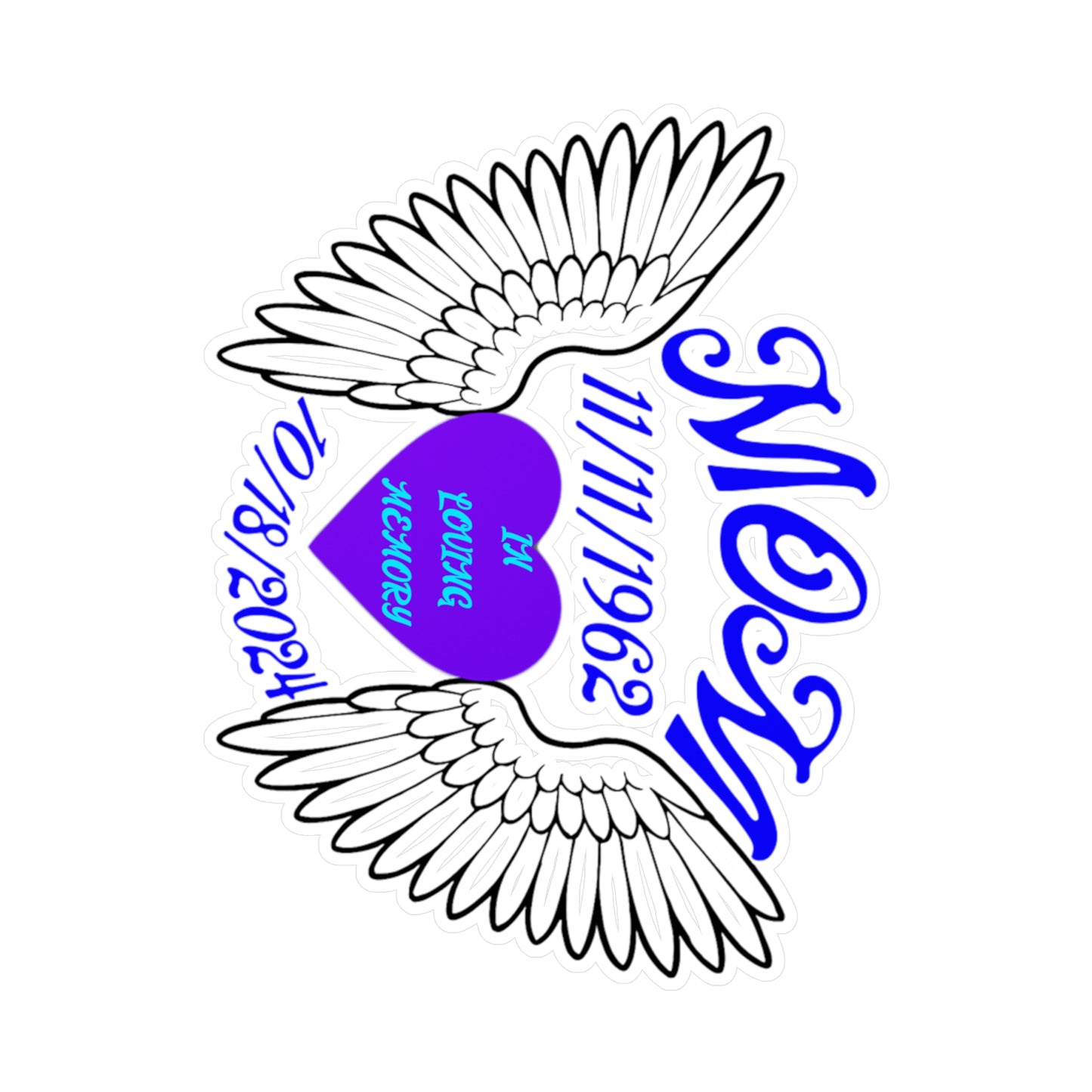 Memorial Kiss-Cut Vinyl Decals, Custom Tribute Stickers, In Loving Memory Decals, Angel Wings Decals, Remembrance Gifts