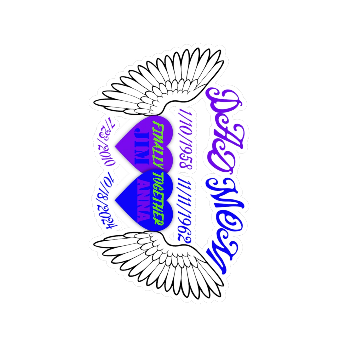 Personalized Memorial Kiss-Cut Vinyl Decals for Family Tribute, Custom Name Stickers, Remembrance Stickers, Funeral Decor, Memory Wall Art