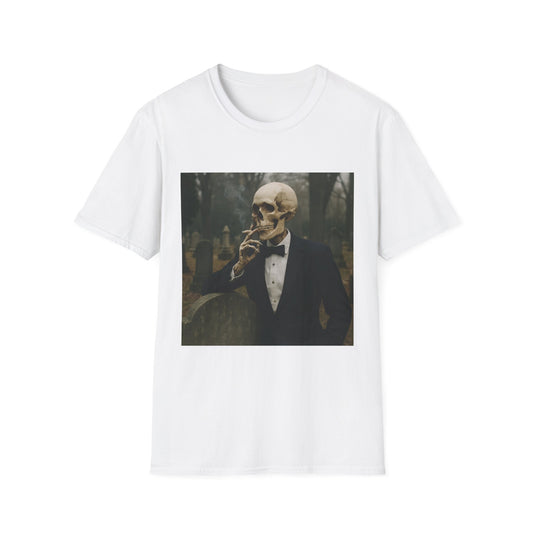 Elegant Skeleton Tee - Unisex Softstyle T-Shirt, Gothic Fashion, Halloween Costume, Casual Wear, Unique Gift, Spooky Vibes