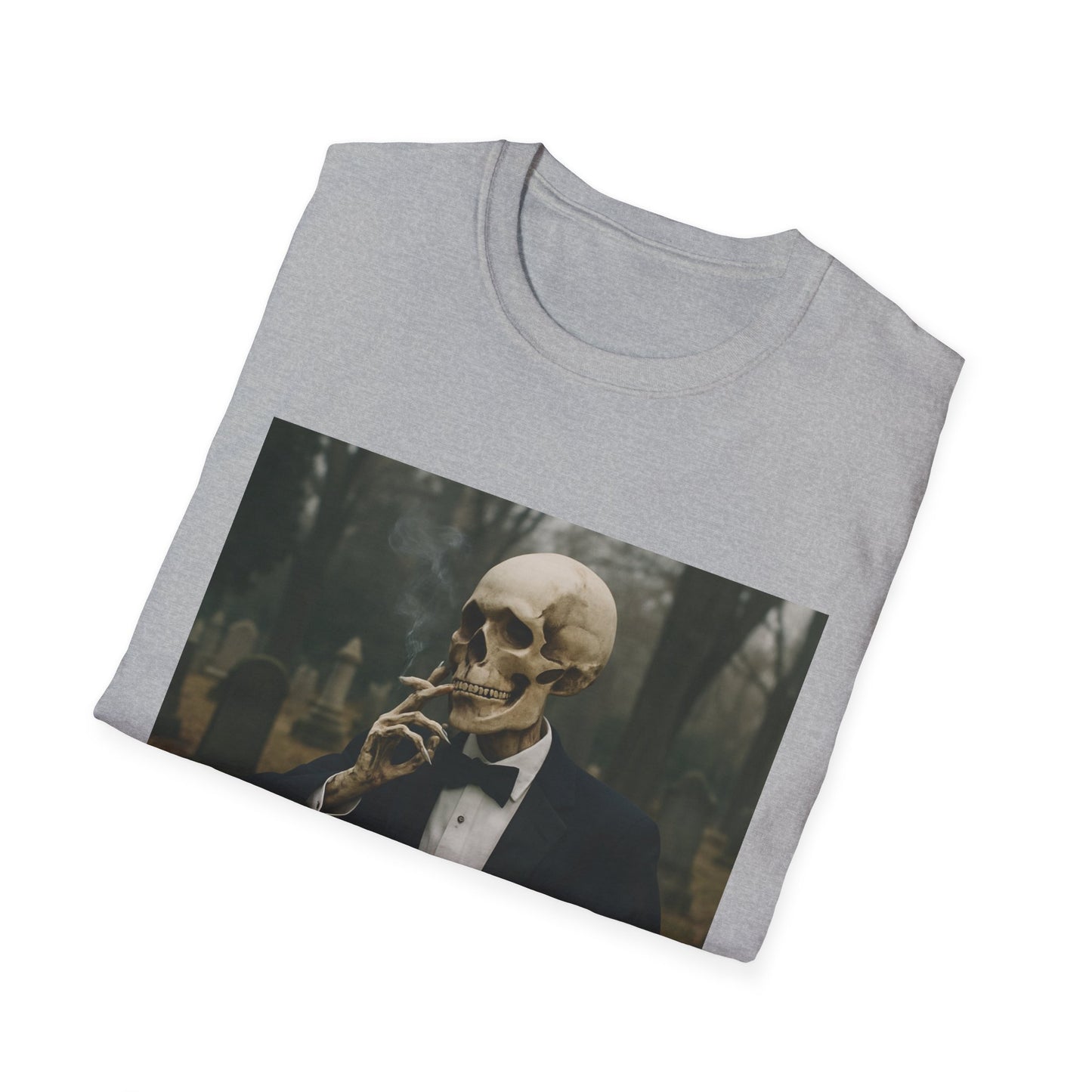 Elegant Skeleton Tee - Unisex Softstyle T-Shirt, Gothic Fashion, Halloween Costume, Casual Wear, Unique Gift, Spooky Vibes