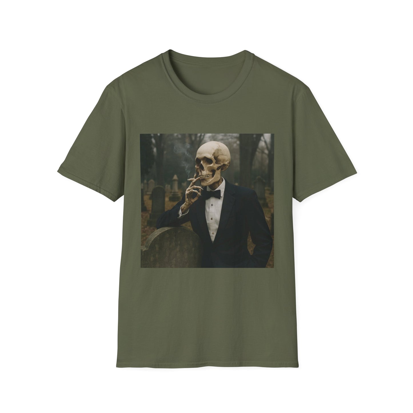 Elegant Skeleton Tee - Unisex Softstyle T-Shirt, Gothic Fashion, Halloween Costume, Casual Wear, Unique Gift, Spooky Vibes