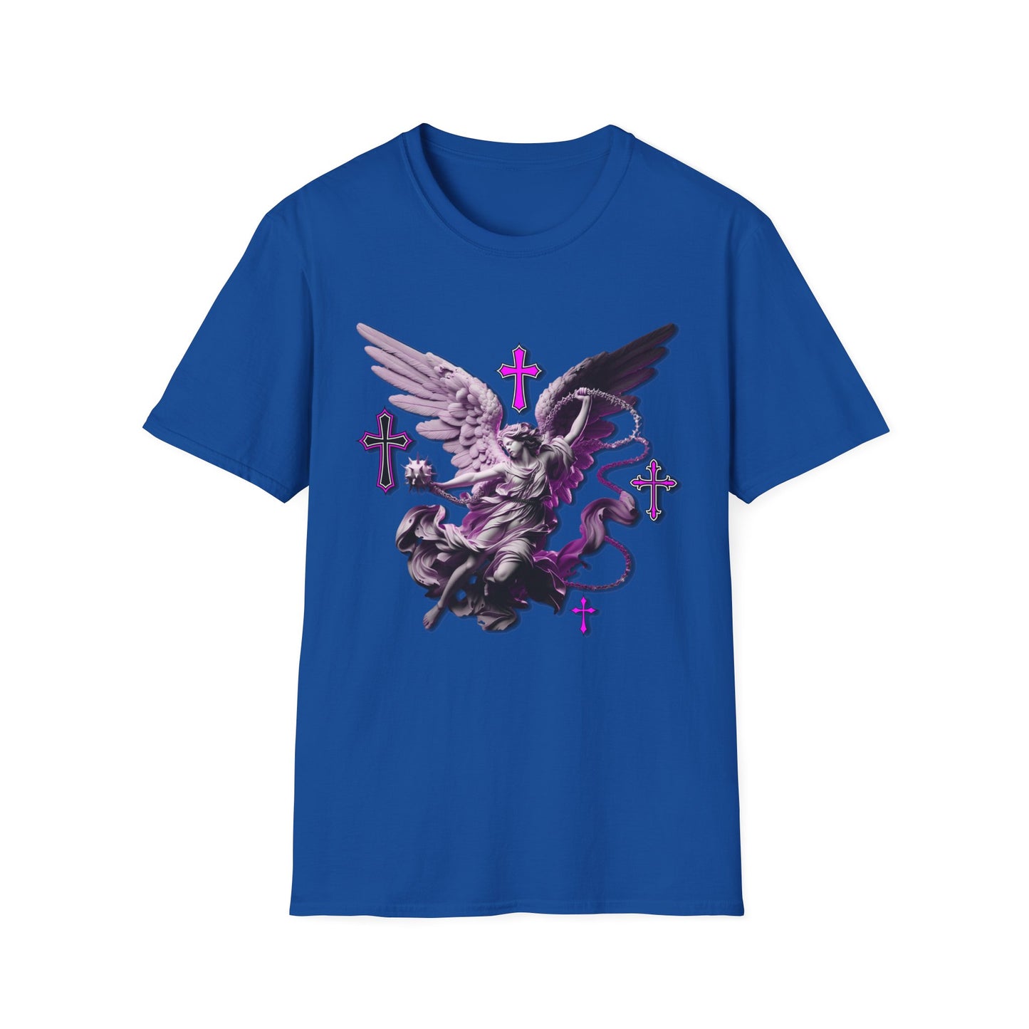Angel Graphic Unisex Softstyle T-Shirt, Spiritual Tee, Casual Wear, Faith-Based Gift, Everyday Style, Unique Fashion Statement
