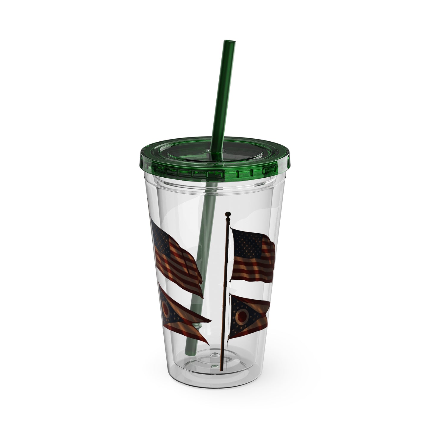 Sunsplash Tumbler with Straw - 16oz, Summer Drinkware, Travel Mug, Personalized Gift, USA Flag Design, Outdoorsy Vibe
