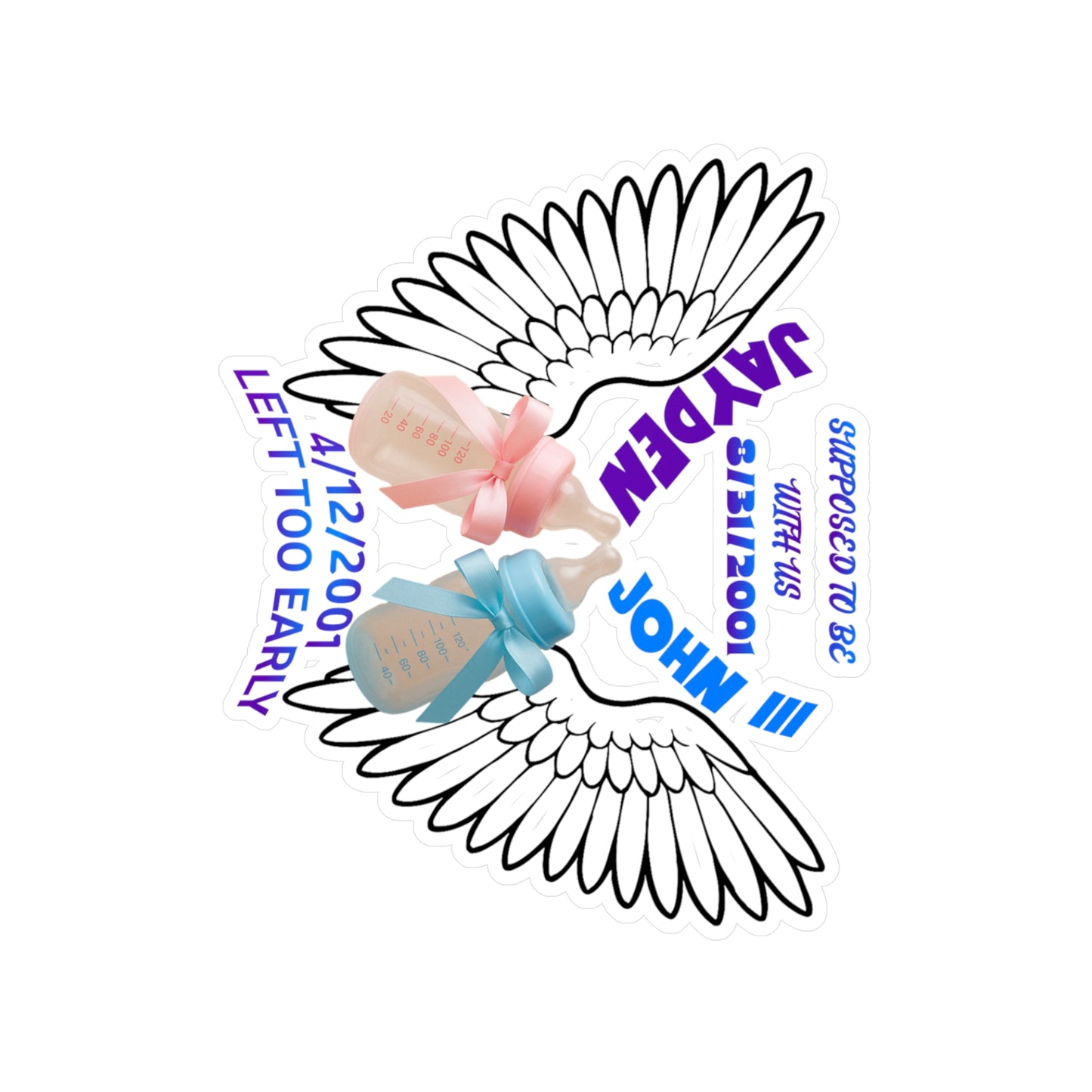 Memorial Kiss-Cut Vinyl Decals, Remembrance Stickers, Baby Tribute Decals, Angel Wing Decals, Custom Vinyl Stickers