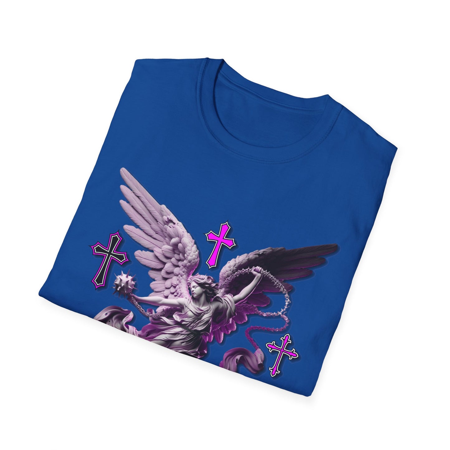 Angel Graphic Unisex Softstyle T-Shirt, Spiritual Tee, Casual Wear, Faith-Based Gift, Everyday Style, Unique Fashion Statement
